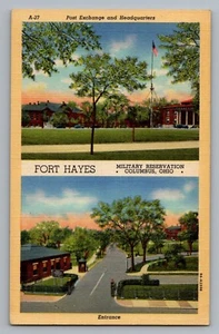 Postal de lino Columbus Ohio OH Fort Hayes reserva militar Curt Teich 1939 - Imagen 1 de 1