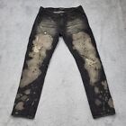 Rocawear Jeans Mens W33 L30 Black Selvedge Straight Leg Bleach Distressed Jay Z