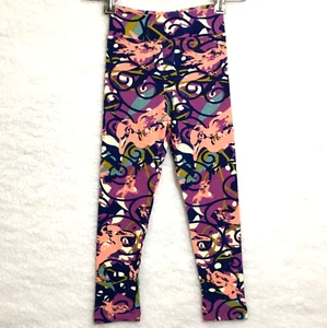 LuLaRoe leggings kids S/M (sz 2T-6) multicolor geometric patterned w/ pink birds - Picture 1 of 4