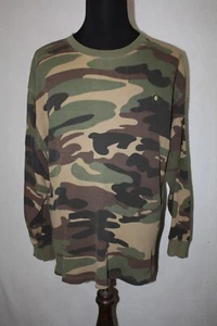 Vtg Southpole Size L Long Sleeve Waffle Thermal Shirt Green Camo Military Hunt - Picture 1 of 5