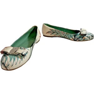 SALVATORE FERRAGAMO Ballet Flat Womens Size EU 36 US 6 Varina Floral Off White - Picture 1 of 13