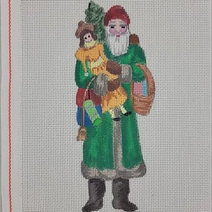 Handpainted Needlepoint Canvas Santa Ornament Doll Father Toys 3D XMAS HP - Picture 1 of 3