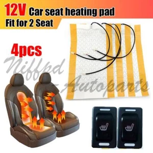 12V Universal Seats Carbon Fiber Heated Seat Heater Pad Kit Car Cushion Switch - Picture 1 of 11