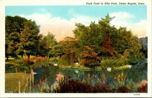 VTG Duck Pond in Ellis Park Cedar Rapids Iowa IA Postcard c1947 - Picture 1 of 2