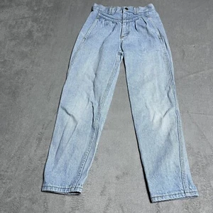 Vintage 90s Lee Jeans Girls 12 Blue Light Wash High Waist Pleated Front USA - Picture 1 of 9