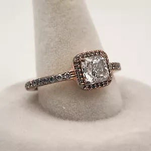 PANDORA 14k Rose Gold Plated Square Sparkle Halo Ring Size 7.5 US 56 UK Damaged - Picture 1 of 14