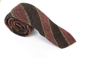 SUITSUPPLY Men Tie ~150 x 8 cm Brown Formal Classic Striped Wool Pointed-End