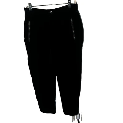 Vintage ESCADA Black Velour Velvet Straight Zip Pockets  Pants Size 6 Designer - Image 1 of 4