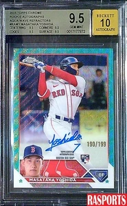 2023 MASATAKA YOSHIDA ROOKIE AUTO AQUA WAVE REF TOPPS CHROME BGS 9.5 /10 SN /199 - Picture 1 of 2