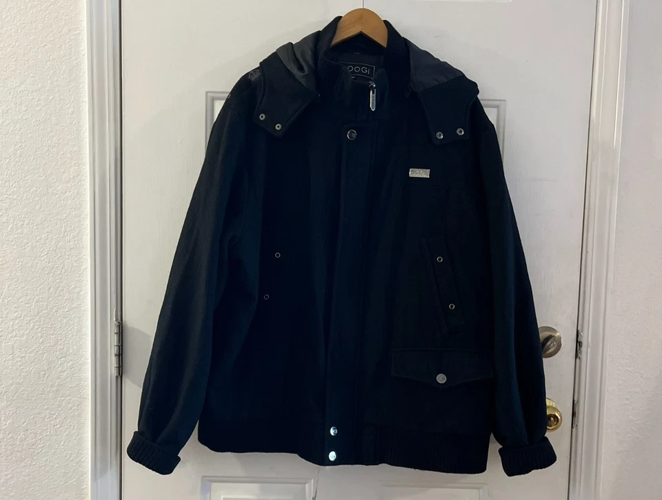 Jaqueta pesada Coogi masculina preta grande e alta mistura de lã externa tamanho 3X - Imagem 1 de 4