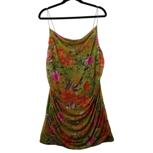 Vestido ceñido al cuerpo Wild Fable para mujer XXL verde naranja malla floral Y2K hada caprichoso - Imagen 1 de 11