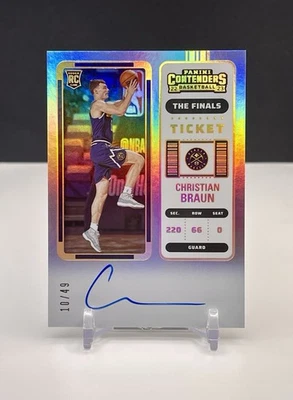 2022-23 Contenders Christian Braun RC Auto The Finals #/49 OnCard Nuggets Rookie - Image 1 of 4