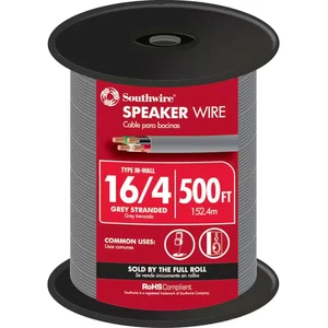 Southwire 56911645 500 ft. 16/4 Grey Stranded CU In-Wall CMR/CL3R Speaker Wire - Picture 1 of 4