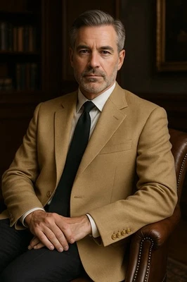 Blazer sob medida lacrosse vintage 42L feito nos EUA botões de crista dourada clássico lã bronzeada - Imagem 1 de 4