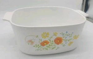 CORNING WARE A-5-B sehr seltenes Muster "WILDBLUMEN" 5 QUART QUADRATISCHE KASSEROLLE - Bild 1 von 5