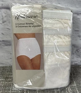 Slip vintage Underscore cotone 3 paia mutandine intimo bianco nuovo con etichetta taglia 10 - Foto 1 di 5