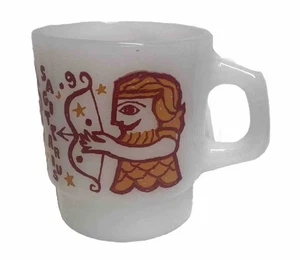 VINTAGE MCM ANCHOR HOCKING FIRE KING SAGITTARIUS MILK GLASS MUG ZODIAC SERIES - Picture 1 of 5