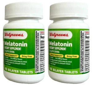Walgreens Melatonin 12mg Sleep Supports-60 Tablets-Pack of 2=120 Bilayer Tablets - Picture 1 of 2