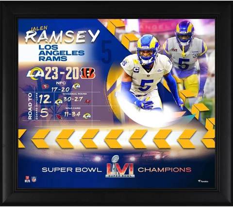 Jalen Ramsey Los Angeles Rams FRMD 15" x 17" Super Bowl LVI Champions Collage Cover