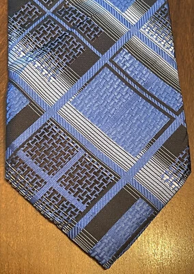 Stacy Adams Blue Black Hand Made 100% Microfiber Men’s Neck Tie Made In China - Image 1 of 4