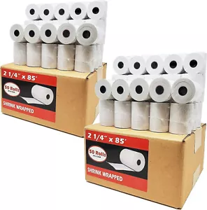 2 1/4" X 85' FT 100 ROLLS THERMAL PAPER CREDIT CARD ROLLS **SAME DAY SHIPPING** - Picture 1 of 7