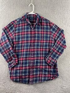 Mens John Ashford Red Blue Plaid Flannel Button Up Shirt Size Extra Large