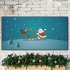 Weihnachtsmann Schlitten Rentier Geschenk 120x60 Wanddeko Leinwand Canvas X-Mas