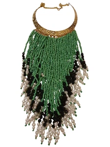 Long Green Bead Necklace Chunky Large Big Statement Layered Jewellery Gift Party - Picture 1 of 9