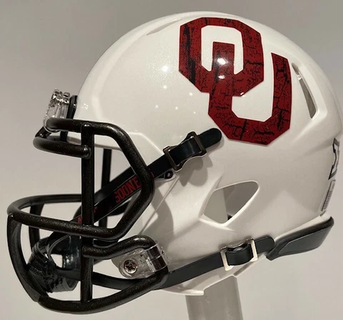OKLAHOMA SOONERS CALEB WILLIAMS CUSTOM MINI RIDDELL FOOTBALL HELMET WHITE Cover