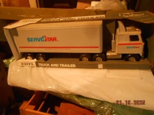 VINTAGE INTERNATIONAL ERTL SERVISTAR SEMI TRUCK TRACTOR TRAILER - Picture 1 of 7