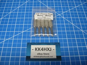 Enchufe de teléfono - 1/4" mono - barril de metal con alivio de tensión - paquete de 5 - Imagen 1 de 4
