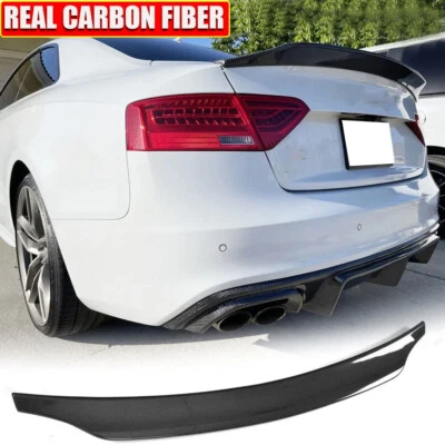 REAL CARBON Rear Trunk Spoiler Wing Fit for Audi S5 RS5 Coupe 2-Door 2009-2016 - Image 1 of 4