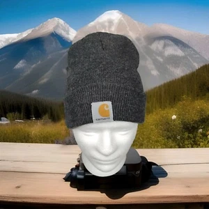 CARHARTT Beanie Grey Gray Unisex One Size Authentic A18 Snow Hat Cap Knit - Picture 1 of 6