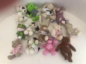 LOT OF 12 MCDONALD'S HAPPY MEAL BUILD A BEAR PLUSH TOYS WITH CLOTHES - Picture 1 of 8