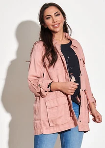 Chaqueta mujer Only chaqueta de transición 4 bolsillos cordón cintura rosa rojo N22010552 - Imagen 1 de 4