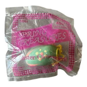 Antiguo adorno de Pascua de huevo verde de madera Spring Treasures 1990 *Nuevo - Imagen 1 de 2