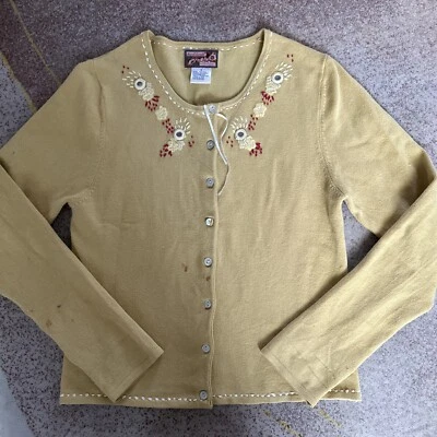 Cárdigan Suéter April Cornell De Colección Para Mujer S Pequeño Amarillo Tejido Manga Larga Usado en Excelente Condición Foto 1 de 4