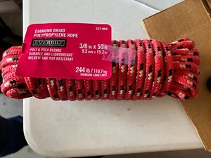 Everbilt Heavy Duty Diamond Braid Polypropylene Rope 3/8in X 50 ft 337983 - Picture 1 of 6