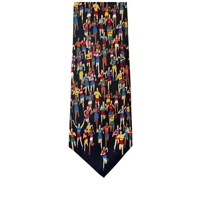 Марафон работает гонки мужской шелк шеи галстук новинка черный многоцветный винтажный - Изображение 1 из 4