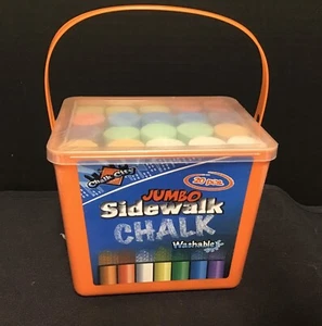 CHALK CITY 20 Piece Colored Jumbo Washable Sidewalk Chalk in Carry Bucket NEW - Picture 1 of 4