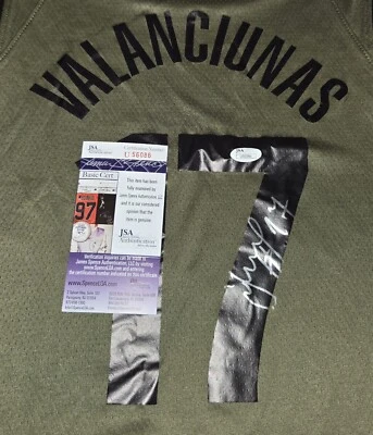 Jonas Valanciunas Signed Toronto Raptors Salute To Service Jersey Size XL JSA... - Image 1 of 3