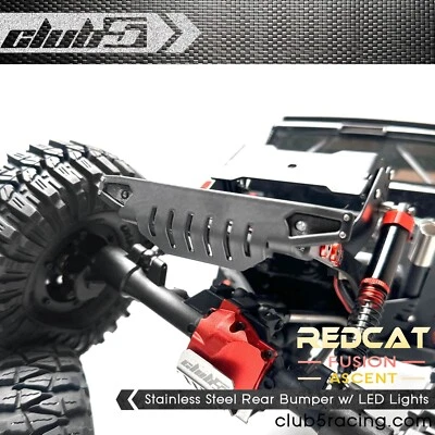 Stainless Steel Rear Bumper w/ LED Lights ( 6V ) for Redcat Ascent / Fusion - Image 1 of 4