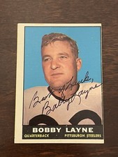 BOBBY LAYNE SIGNED AUTOGRAPHED 1961 TOPPS #104 VINTAGE FOOTBALL CARD STEELERS