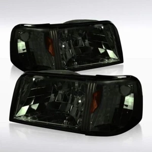 For 1993-1997 Ford Ranger Smoke Lens Headlights+Corner Turn Signal Lamps Set - Picture 1 of 5