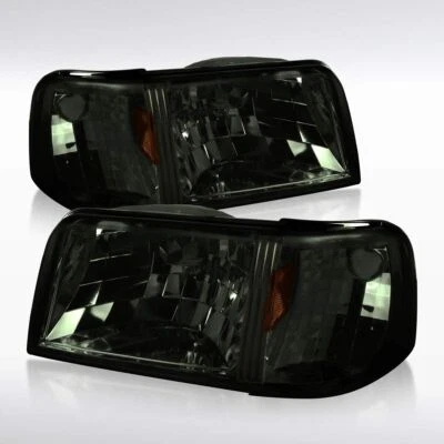 For 1993-1997 Ford Ranger Smoke Lens Headlights+Corner Turn Signal Lamps Set - Image 1 of 4