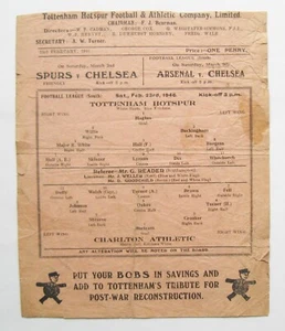 TOTTENHAM HOTSPUR v CHARLTON ATHLETIC 1945/1946 Football Programme - Picture 1 of 2