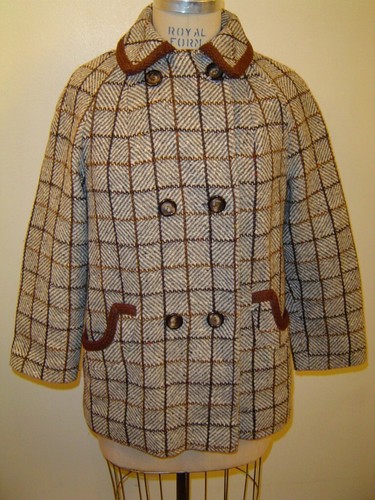 OFF WHITE Cappotto vintage doppio petto a quadretti tweed doppio seno M L?