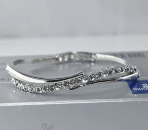 18K White gold Filled made with Swarovski Crystal Bracelet Bangle Xmas b/3153 - Picture 1 of 5