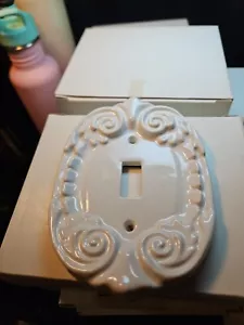Piatto interruttore da parete luce singola rotolo stile vittoriano bianco porcellana vintage - Foto 1 di 7