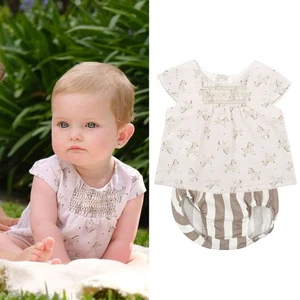 TUTTO PICCOLO NUEVO SIN ETIQUETAS Auden Estampado de Cebra Top Calado y Pantalones Jam 6M - Imagen 1 de 9